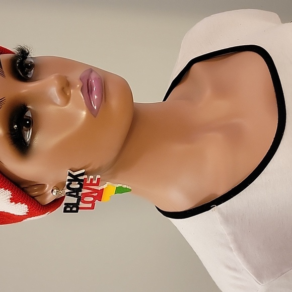 Ethnic Earrings, BLACK LOVE, 3" L x2.75 W" Beauty Colletion Brand - Picture 6 of 13